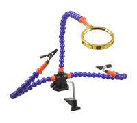 Flexible Arm Soldering Clamp with Magnifier, 3-Claw Tool Holder for Repair