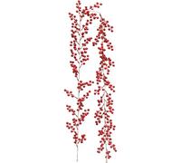 Flexible Artificial Red Berry Realistic Christmas Garland, 6ft - Red and Burgundy Berry - Indoor/Outdoor Home Fireplace Winter Holiday Decor