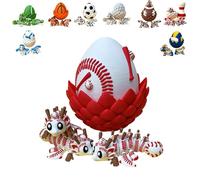 Flexible Baseball Dragon & Egg, 3D Dragon Eggs with Dragon Inside, 3D Printed Baseball Dragon Egg with Wings, Dragon Statue, Dragon Toy, Dragon Fidget Toy, Ball Style Dragons (Style-A)