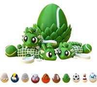 Flexible Baseball Dragon & Egg, 3D Winged Dragon Fidget Toy, 3D Dragon Eggs with Dragons Inside, Sports Ball Style Dragons (Green)