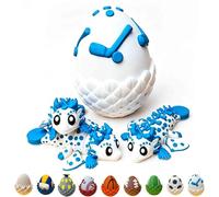Flexible Baseball Dragons & Egg Winged Dragon Fidget,3D Printed Articulated Baseball Dragon Egg Fidget Sensory Animal with Surprise Storage Egg,Sports Themed Relax Gift (Ice Hockey Dragons & Egg)
