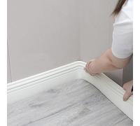 Flexible Baseboards Molding Trim，Multifunctional Trim, 4INCH×16.4FT Corner Guards & Caulk Strip & Floor Transition, The Cove Base Wall Rubber Moulding, Perfect Match for Baseboard(White 1)