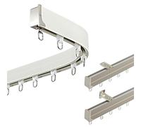 Flexible Bendable Ceiling Curtain Track, 60-600 Cm Adjustable Aluminum Alloy Curtain Rods For Windows, Wall-mounted Rails For Bathroom Bay Window Room Divider(Champagne,240cm/2 * 120cm)