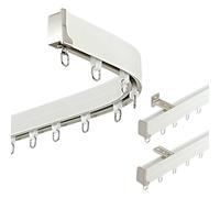 Flexible Bendable Ceiling Curtain Track, 60-600 Cm Adjustable Aluminum Alloy Curtain Rods For Windows, Wall-mounted Rails For Bathroom Bay Window Room Divider(White,500cm/4 * 125cm)