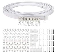 Flexible Bendable Ceiling Curved Curtain Track Mount Windows Shower Curved Track for Curtain Rail with Track Curtain System RV Curtain Track Bed Curtains Room Divider (White, 5 Meter/ 16.4 Feet)