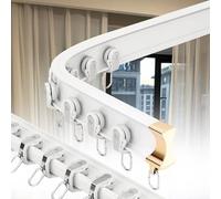 Flexible Bendable Curtain Rails, Aluminum Sliding Curtain Tracks, Silent Track for Curtains, Easy to Install, for Bedroom, Living Room, Hospital, RV (Default top Install)(White,1.7m/5.58FT(2*0.85m))