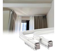 Flexible Bendable Curtain Track Double Rail System, 40kg Heavy Duty Aluminum Alloy Bay Window Curtain Rod, White Curtain Rail Wall Mount or Ceiling Mount for Room D(Size:650cm/21.3ft,Color:Wall Mount)