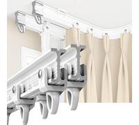 Flexible Bendable Curtain Track, Heavy Duty Curved Curtain Rail Ceiling Or Wall Mount, Bay Window Curtain Track for Ceiling Mounted Shower Curtain Rail Track(Double Track Top Mounted,2m)