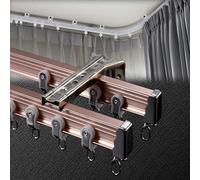 Flexible Bendable Curved Ceiling Curtain Track 2 Pcs Aluminum Double Track Rail - L Shape U Shape (Rose Gold, 4.0m)