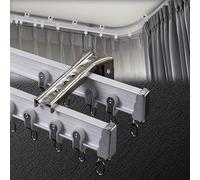 Flexible Bendable Curved Ceiling Track 2 Pcs Aluminum Double Track Curtain Rail - Wall Mount for L Shape U Shape (Color:White, Size:4.0m)