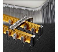 Flexible Bendable Curved Ceiling Track2 Pcs Aluminum Double Curtain Rail for L & U Shape Walls Gold Finish 1.5m Length Ideal for Custom Window Treatments.