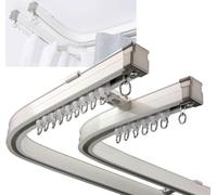 Flexible Bendable Metal Curtain Rod Set, Wall/Ceiling Mounted Curved Shower Curtain Rail, Room Divider Track for Bedroom Bathroom