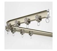 Flexible Bendable Sliding Curtk System - Aluminum Heavy Duty Room Divider Rod for Ceiling/Wall Mount Ideal for Shower Balcony Hotel Camper Bay Window (Color: Ceiling Mount Silver)