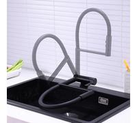 Flexible Black Kitchen Faucet with Pull-Down Sprayer Adjuble Sink Tap Contemporary Design Easy Inllat Kitchen Mixer Tap