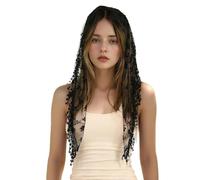 Flexible black tassels hair accessories for women, complements various wedding dresses design and concept delicate mesh wedding veil, フリーサイズ