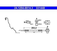 Brake Hose for AUDI SEAT VW ATE 24.1294-0014.3