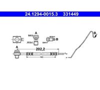 Brake Hose for AUDI SEAT VW ATE 24.1294-0015.3