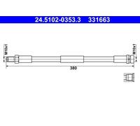 Flexible brake hose 24.5102-0353.3 ATE for FORD TOURNEO CUSTOM V362 Bus