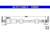 Flexible brake hose 24.5111-0420.3 ATE for PEUGEOT CITROËN