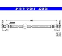 Flexible brake hose 24.5111-0490.3 ATE for RENAULT ESPACE Mk III