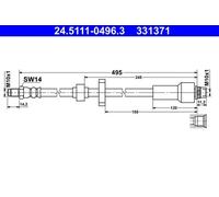 Flexible brake hose 24.5111-0496.3 ATE for PEUGEOT CITROËN DS