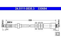 Flexible brake hose 24.5111-0535.3 ATE for PEUGEOT 406 406 Estate