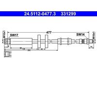 Flexible brake hose 24.5112-0477.3 ATE for PEUGEOT FIAT CITROËN