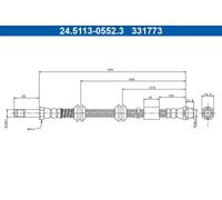Flexible brake hose 24.5113-0552.3 ATE for VW TRANSPORTER / CARAVELLE Mk V Bus