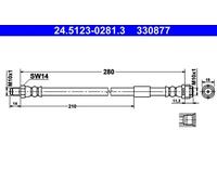 Flexible brake hose 24.5123-0281.3 ATE for MERCEDES-BENZ SL S-CLASS Coupe SLK