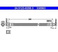 Flexible brake hose 24.5123-0350.3 ATE for MERCEDES-BENZ S-CLASS S-CLASS Coupe