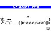 Flexible brake hose 24.5134-0457.3 ATE for RENAULT OPEL NISSAN