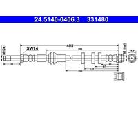 Flexible brake hose 24.5140-0406.3 ATE for AUDI A4 Allroad B8