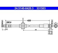 Flexible brake hose 24.5140-0420.3 ATE for FORD C-MAX II GRAND C-MAX FOCUS III