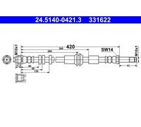 Fits ATE 24.5140-0421.3 Brake Hose 24.5140-0421.3 Brake pipe/hose rea ⭐UK Stock⭐
