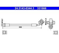 ATE Brake Hose 24.5143-0344.3 - for Opel Astra K / Vauxhall Astra