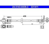 6T46734 Front Right OS Left NS Brake Hose Rubber Flexy Pipe Line By Pagid