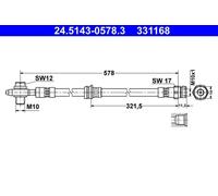 Flexible brake hose 24.5143-0578.3 ATE for VW AUDI