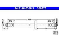 Flexible brake hose 24.5146-0330.3 ATE for SMART CITY-COUPE CABRIO CROSSBLADE