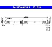 Flexible brake hose 24.5150-0459.3 ATE for SMART MITSUBISHI
