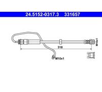 Flexible brake hose 24.5152-0317.3 ATE for AUDI A4 B9 A4 B9 Avant A4 Allroad B9