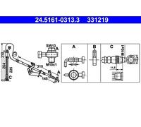 ATE Brake Hose 24.5161-0313.3 for Peugeot 407, 407 SW and Citroën C5 III, C6 (6D,9HZ,6FZ)
