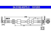 ATE Brake Hose 24.5162-0375.3 375 M10x1 VOLVO: V60 I, S80 II, S60 II