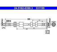 Brake Hose ATE 24.5162-0390.3 for FORD S-MAX (WA6) 2.0 2006-2014