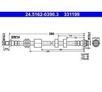 ATE Brake Hose 24.5162-0390.3 - for FORD S-MAX (WA6) 2.0 2006-2014