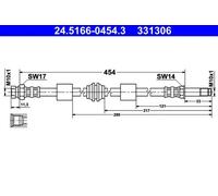 Flexible brake hose 24.5166-0454.3 ATE for VW FORD SEAT