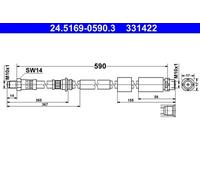 ATE Brake Hose 24.5169-0590.3 for BMW F20 F21 F22 F23