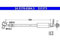 ATE 24.5176-0384.3 Brake Hose for ,CHEVROLET,OPEL,SAAB,VAUXHALL