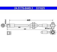 BRAKE HOSE 24.5176-0449.3 FOR OPEL ZAFIRA/TOURER/C/VAN VAUXHALL D20DTJ 2.0L 4cyl