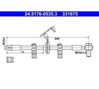 ATE Brake Hose 24.5176-0535.3 540 M10x1 MERCEDES-BENZ: ML-Class