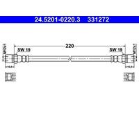 Flexible brake hose 24.5201-0220.3 ATE for MERCEDES-BENZ UNIMOG MB-TRAC
